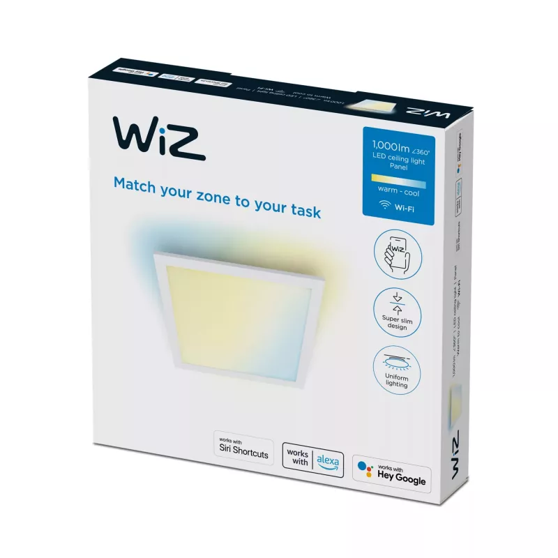 Inteligentny panel sufitowy Signify WiZ Panel Ceiling 12 W Square, 12W, Wi‑Fi, 300×300×42 mm, biały