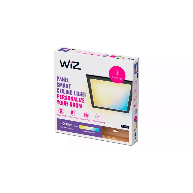 Sufitowy/natynkowy panel LED Signify WiZ A Bluetooth 12 W 300×300×42 mm czarny 220–240 V