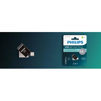 Philips FM32DC152B/00 pamięć USB flash 32 GB USB Type-C 3.2 Gen 1 (3.1 Gen 1) Czarny