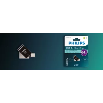 Philips FM64DC152B/00 pamięć USB 64 GB USB typu C 3.2 Gen 1 (3.1 Gen 1) Czarna