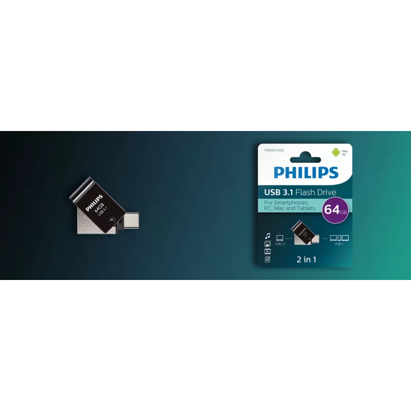 Philips FM64DC152B/00 pamięć USB 64 GB USB typu C 3.2 Gen 1 (3.1 Gen 1) Czarna