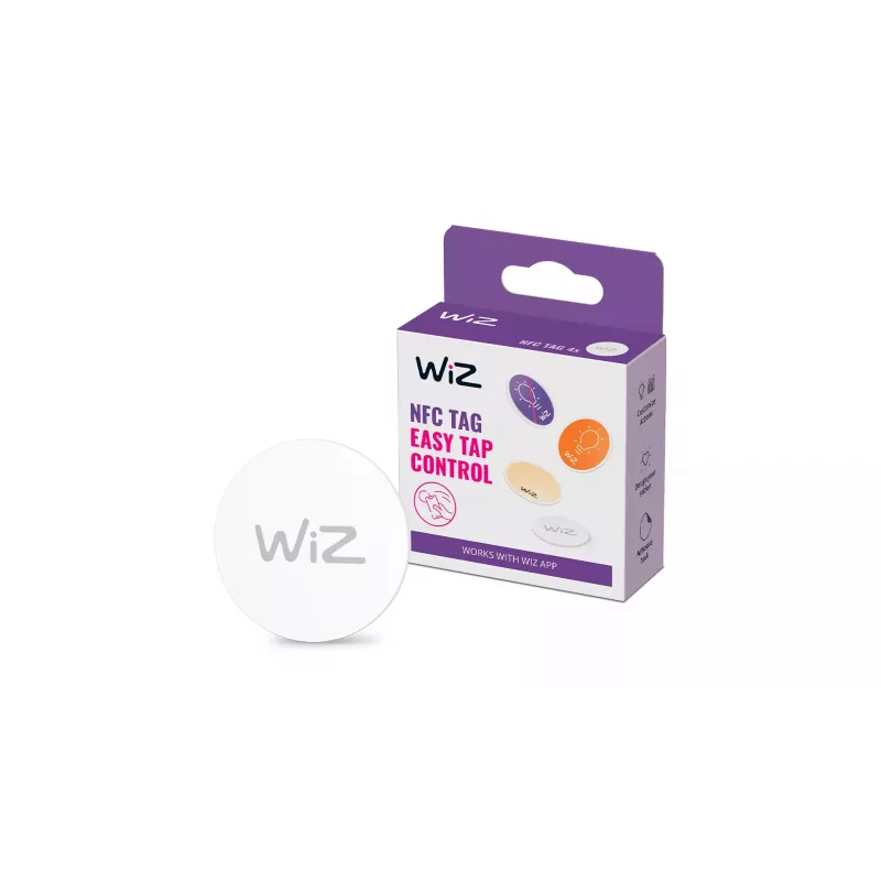 WiZ NFC Tag 4 sztuki, Bezprzewodowy, NFC, Biały, IP20, Tworzywo sztuczne, Nie wymagany