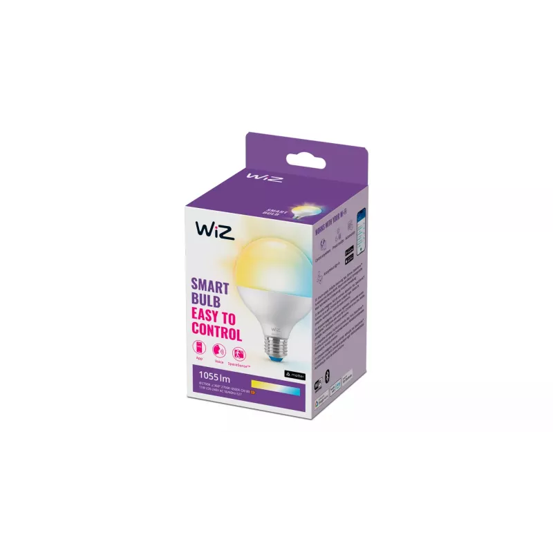 WiZ Globe 75W G95 E27, inteligentna żarówka, Wi-Fi/Bluetooth, biała, Wi-Fi 4 (802.11n), 802.11b, 802.11g, LED, E27