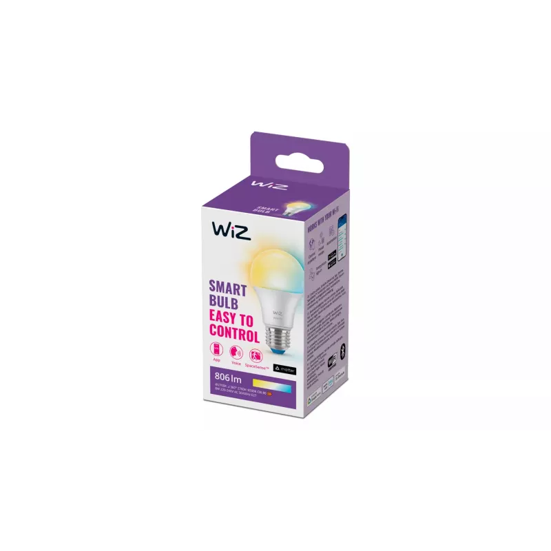 WiZ Bulb 60W A60 E27, Inteligentna żarówka, Wi-Fi/Bluetooth, Biały, Wi-Fi 4 (802.11n), 802.11b, 802.11g, LED, E27