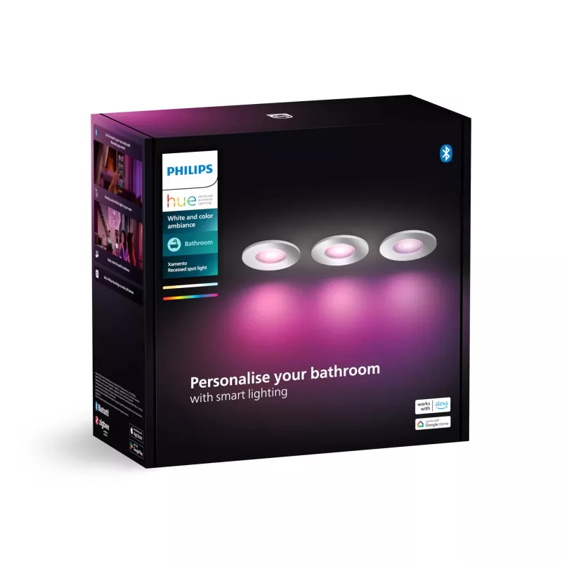 Philips Hue biały and colour ambience Zestaw trzech wpuszczanych reflektorów Xamento