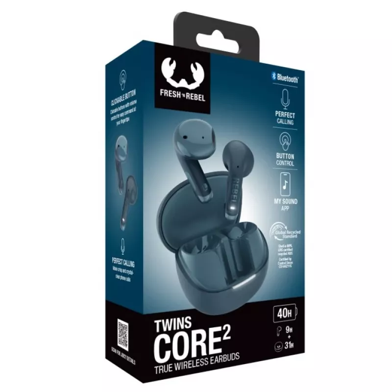 Hama Twins Core 2 Zestaw słuchawkowy True Wireless Stereo (TWS) Douszny Połączenia/Muzyka USB Type-C Bluetooth Niebieski