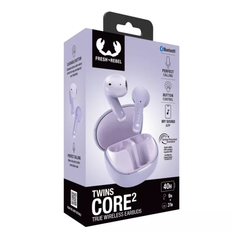 Słuchawki Hama Twins Core 2 True Wireless Stereo (TWS) douszne rozmowy/muzyka USB Type-C Bluetooth liliowy