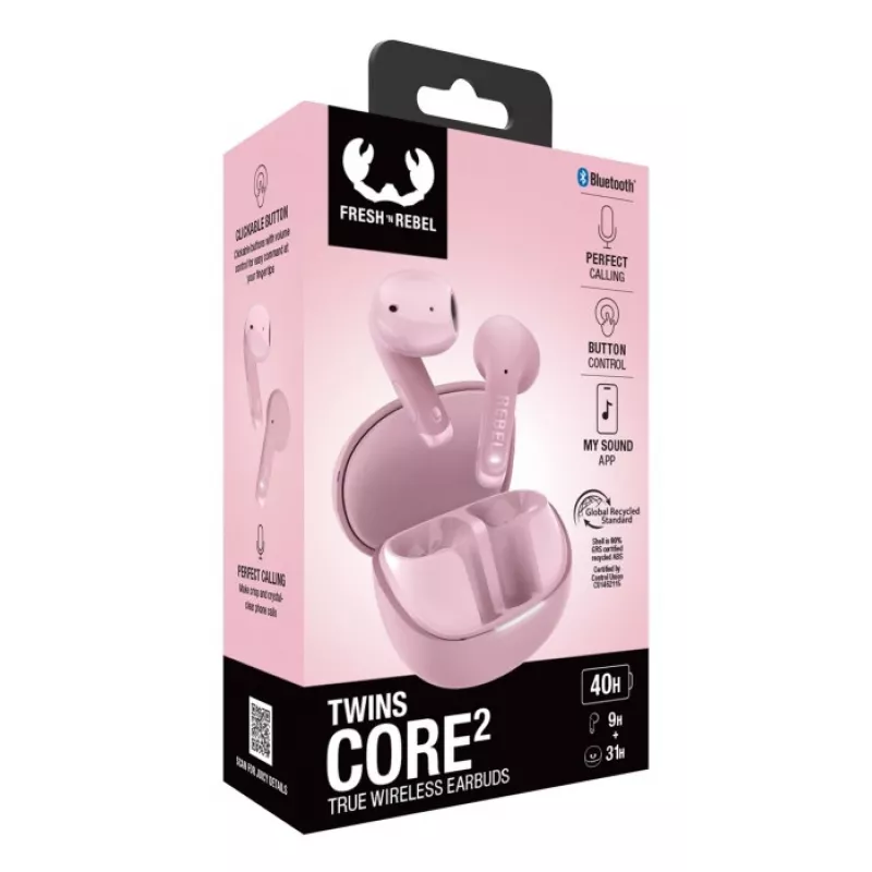Hama Twins Core 2 Zestaw słuchawkowy True Wireless Stereo (TWS) Douszny Połączenia/Muzyka USB Typu-C Bluetooth Różowy