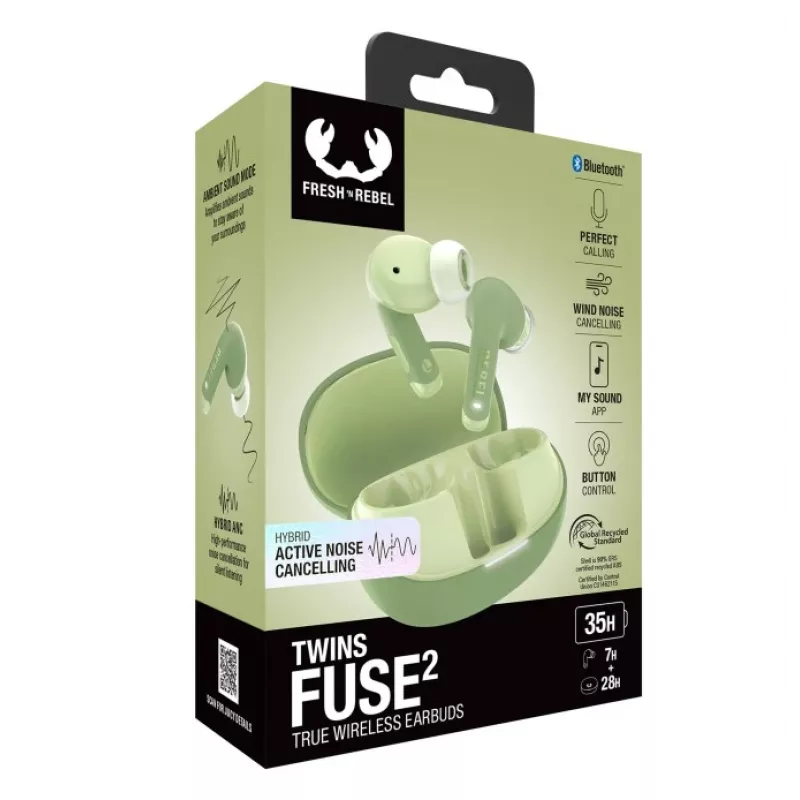Hama Twins Fuse 2 Headset True Wireless Stereo (TWS) In-ear Calls/Music USB Type-C Bluetooth zielony