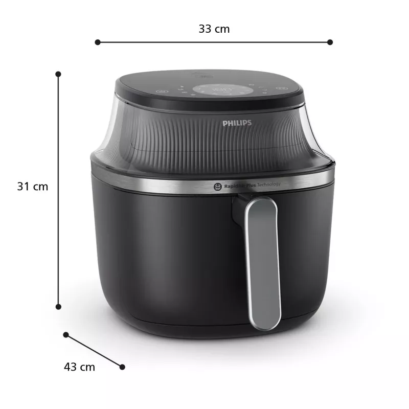 Philips 3000 series NA331/00 frytkownica Pojedyncza 6,2 l Wolnostojąca 1700 W Frytkownica na gorące powietrze Czarny, Srebrny