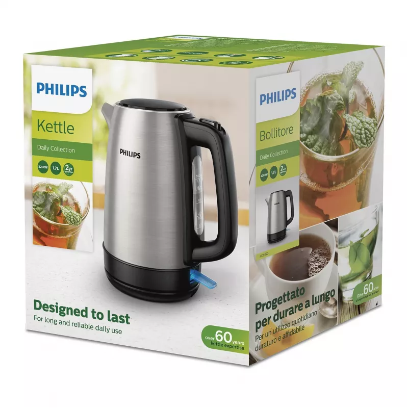 Czajnik elektryczny Philips Daily Collection HD9350/94 1,7 l 2020 W Czarny, Stal nierdzewna