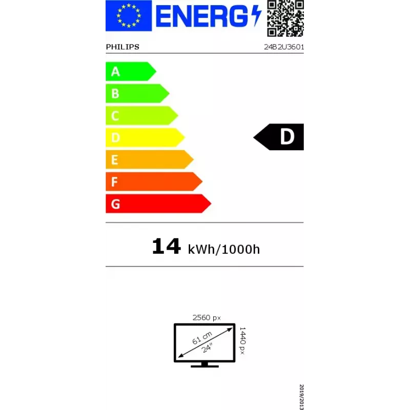 Monitor Philips 24B2U3601 23,8 cala (60,5 cm) IPS Quad HD 2560x1440, koncentrator USB 3.2, USB-C, głośniki, regulacja wysokości, VESA, czarny