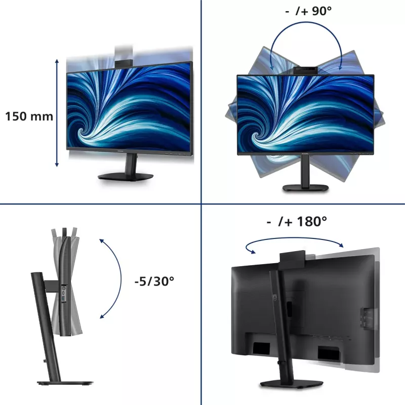 Monitor komputerowy Philips 27B2N3500JH 27 cali (68,6 cm) IPS LCD Quad HD 2560×1440, 4 ms, 350 cd/m², hub USB, głośniki, VESA, czarny