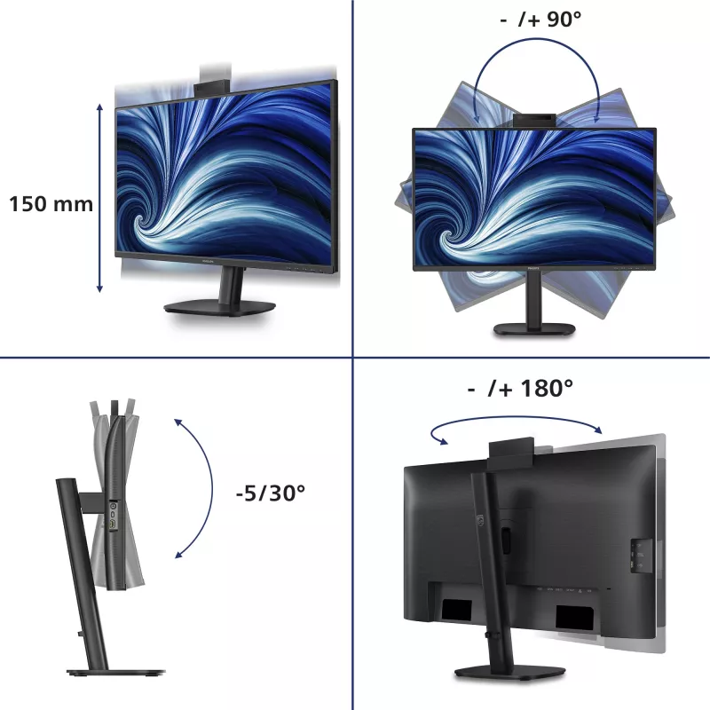 Philips 3000 series 27B2U3601H/00 monitor komputerowy 68,6 cm (27 cali) 2560 x 1440 pikseli Quad HD LCD Czarny