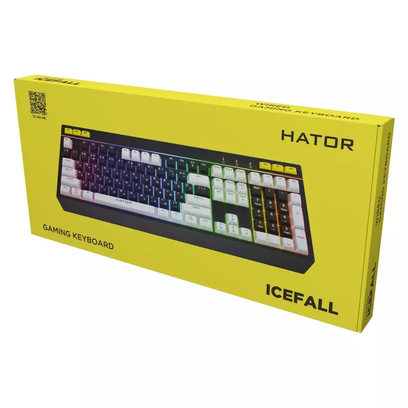 HATOR Icefall klawiatura gamingowa USB QWERTY US English czarna RGB LED