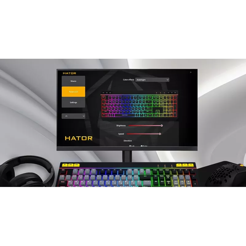 HATOR Icefall klawiatura gamingowa USB QWERTY US English czarna RGB LED