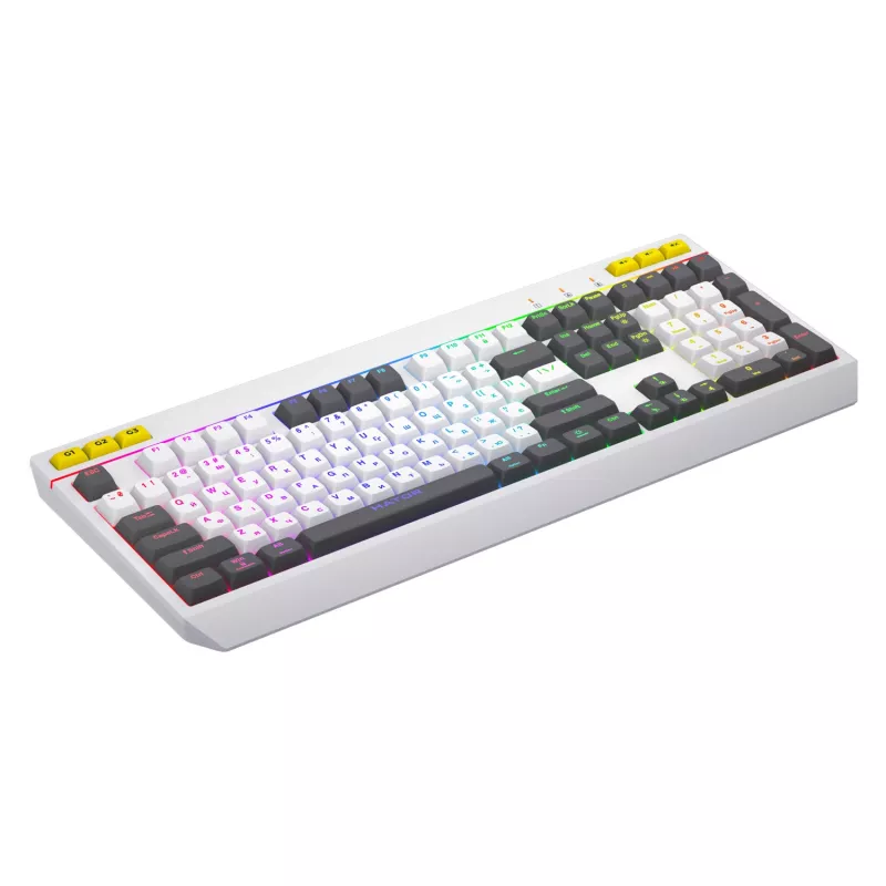 HATOR Icefall Klawiatura Gamingowa USB QWERTY US English Biała Pełnowymiarowa RGB LED