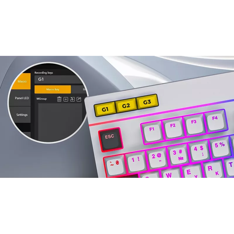 HATOR Icefall Klawiatura Gamingowa USB QWERTY US English Biała Pełnowymiarowa RGB LED