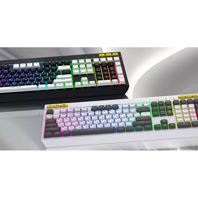HATOR Icefall Klawiatura Gamingowa USB QWERTY US English Biała Pełnowymiarowa RGB LED