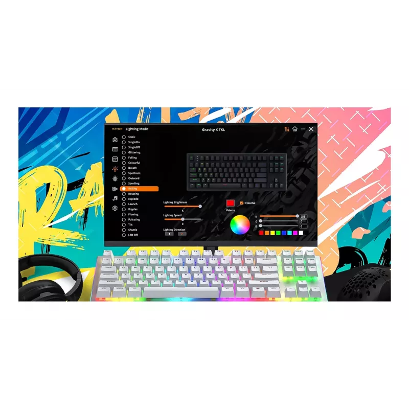 Klawiatura HATOR Gravity X TKL do gier USB QWERTY US English biała