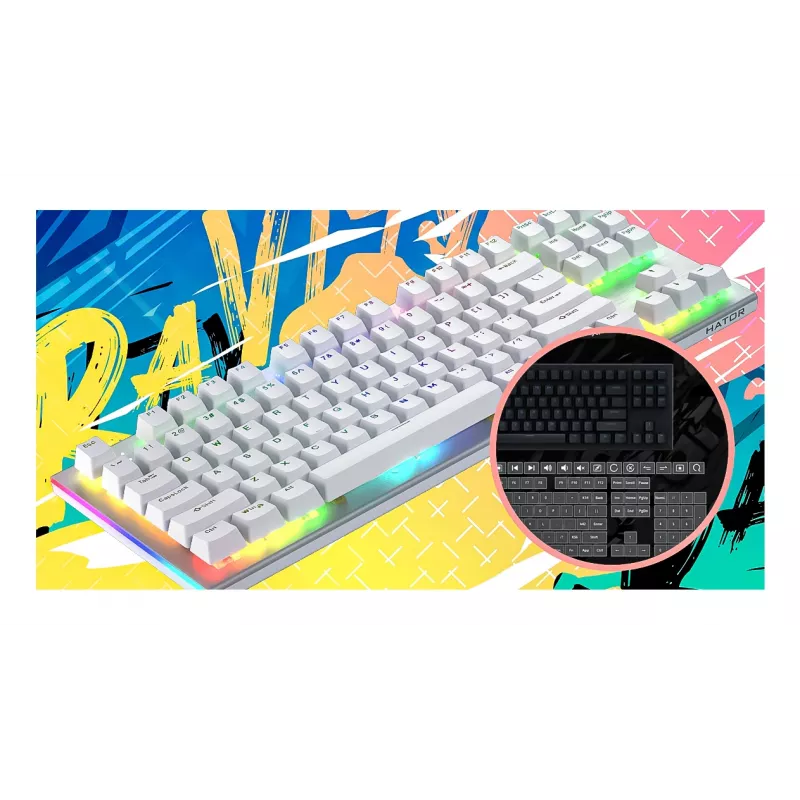 Klawiatura HATOR Gravity X TKL do gier USB QWERTY US English biała