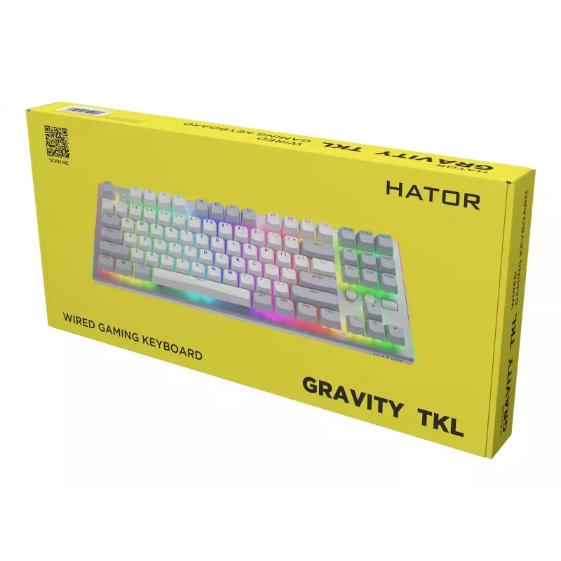 Klawiatura HATOR Gravity TKL Gaming USB QWERTY US English biała