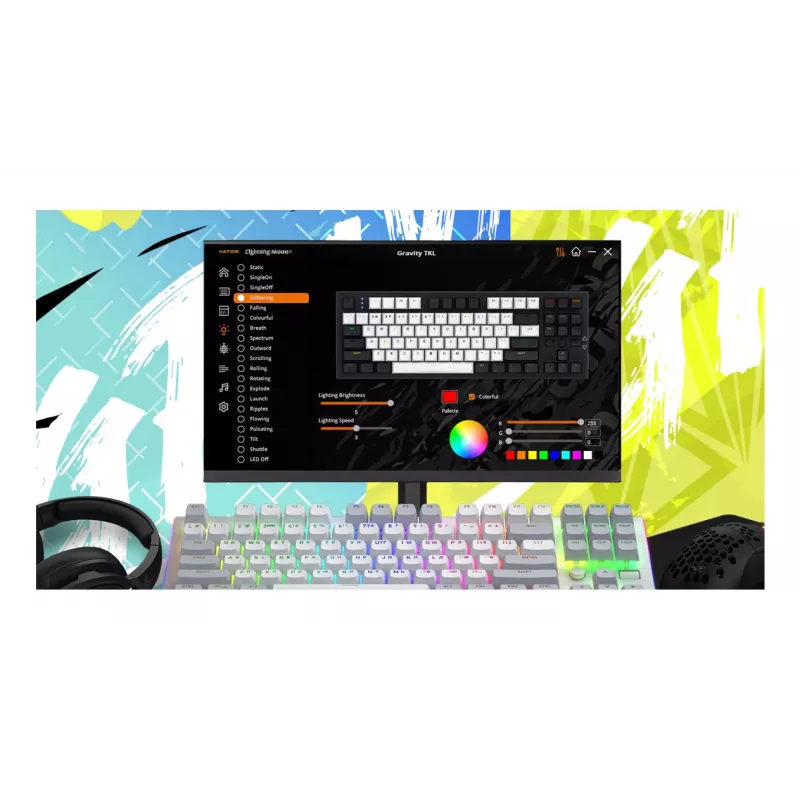 Klawiatura HATOR Gravity TKL Gaming USB QWERTY US English biała