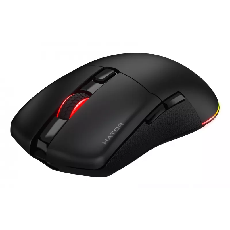 Mysz HATOR Pulsar 3 Wireless, czarna - Przełączniki optyczne żółty 100M PixArt PMW 3311 (HTM630)
