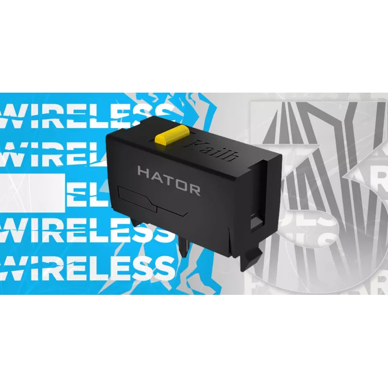 Mysz HATOR Pulsar 3 Wireless, czarna - Przełączniki optyczne żółty 100M PixArt PMW 3311 (HTM630)