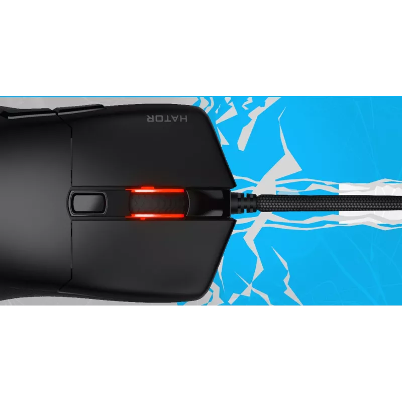Mysz HATOR Pulsar 3 Wireless, czarna - Przełączniki optyczne żółty 100M PixArt PMW 3311 (HTM630)