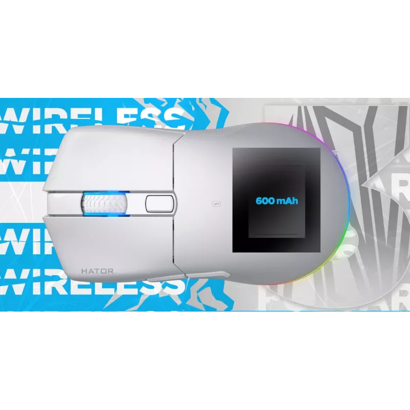 Mysz HATOR Pulsar 3 Wireless, czarna - Przełączniki optyczne żółty 100M PixArt PMW 3311 (HTM630)