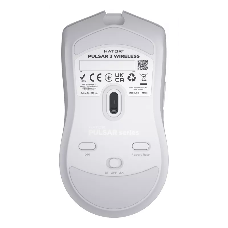 HATOR Pulsar 3 Wireless, biała - Optyczne żółte przełączniki 100M, PixArt PMW 3311 (HTM631)