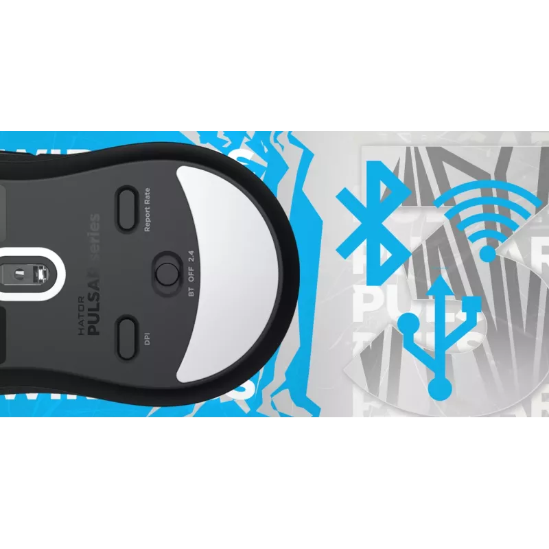 HATOR Pulsar 3 Wireless, biała - Optyczne żółte przełączniki 100M, PixArt PMW 3311 (HTM631)