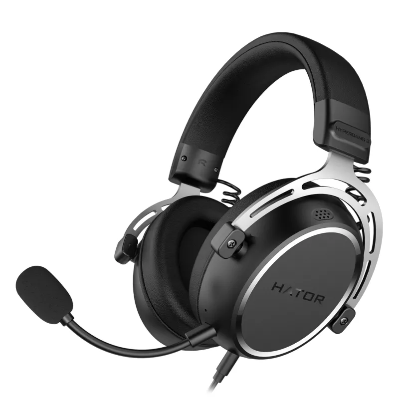 Zestaw słuchawkowy HATOR HYPERGANG 3 Hi-Res, przewodowy, pałąk na głowę, do gier, USB Type-C / USB Type-A, czarny