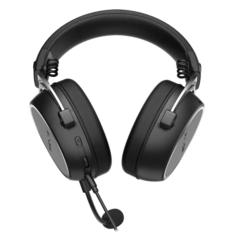 Zestaw słuchawkowy HATOR HYPERGANG 3 Hi-Res, przewodowy, pałąk na głowę, do gier, USB Type-C / USB Type-A, czarny