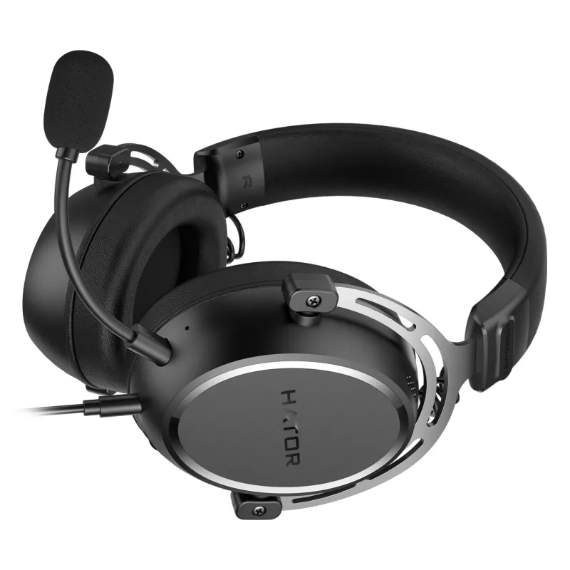 Zestaw słuchawkowy HATOR HYPERGANG 3 Hi-Res, przewodowy, pałąk na głowę, do gier, USB Type-C / USB Type-A, czarny