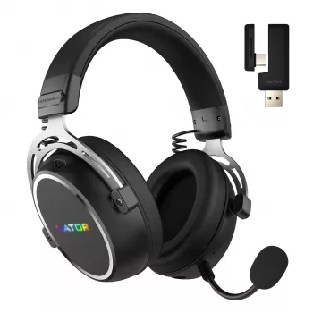 HATOR Hypergang 3 Wireless Zestaw słuchawkowy Head-band Gaming USB Type-C / USB Type-A Bluetooth Czarny