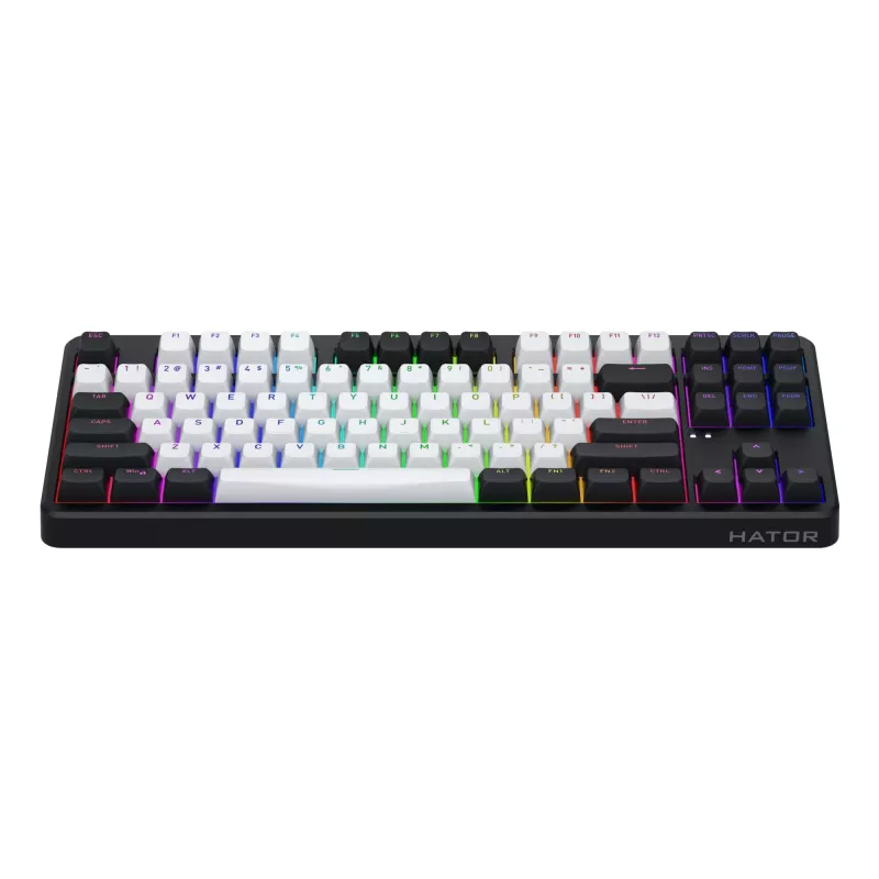 HATOR Rockfall 3 TKL Wireless, czarna, QMK/VIA, klawisze OMA profile biało-czarne klawiatura - liniowe przełączniki mechaniczne hotswap - US - układ ANSI (HTK850)