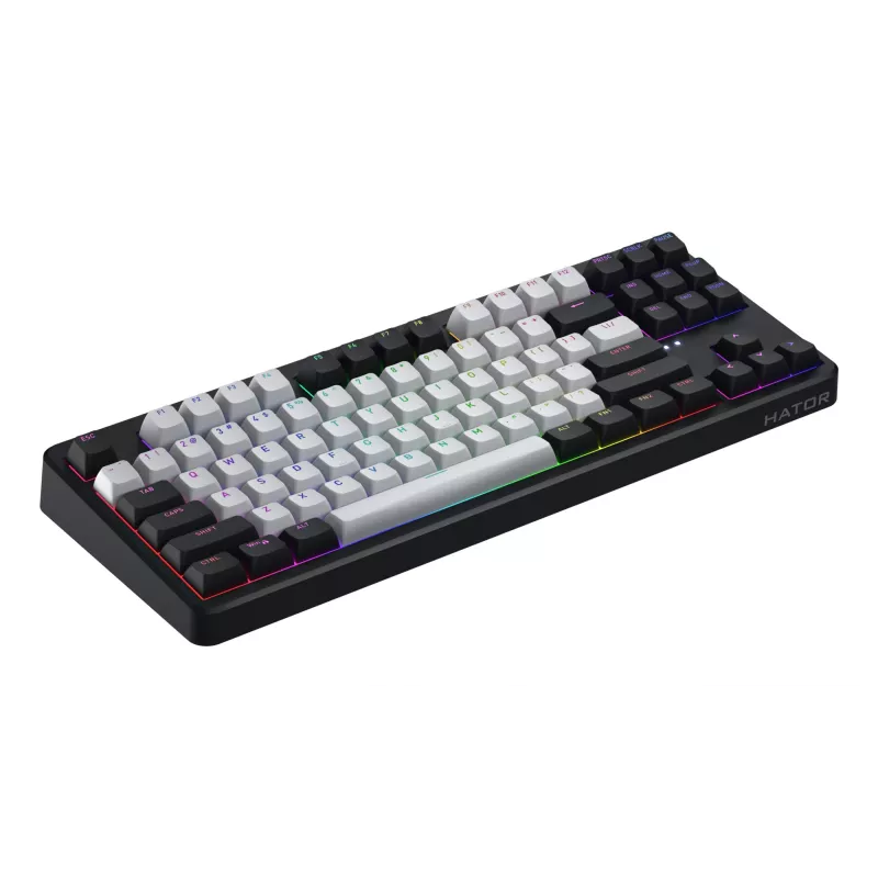 HATOR Rockfall 3 TKL Wireless, czarna, QMK/VIA, klawisze OMA profile biało-czarne klawiatura - liniowe przełączniki mechaniczne hotswap - US - układ ANSI (HTK850)