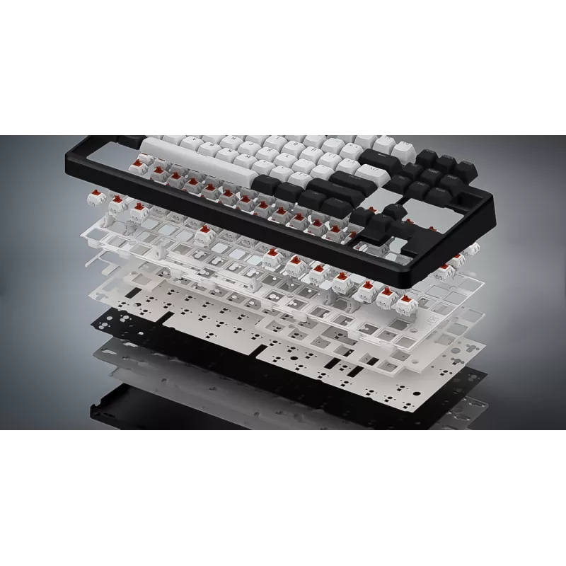 HATOR Rockfall 3 TKL Wireless, czarna, QMK/VIA, klawisze OMA profile biało-czarne klawiatura - liniowe przełączniki mechaniczne hotswap - US - układ ANSI (HTK850)