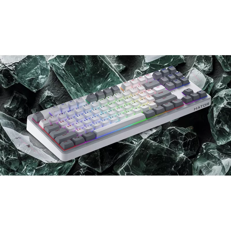 HATOR Rockfall 3 TKL Wireless, czarna, QMK/VIA, klawisze OMA profile biało-czarne klawiatura - liniowe przełączniki mechaniczne hotswap - US - układ ANSI (HTK850)