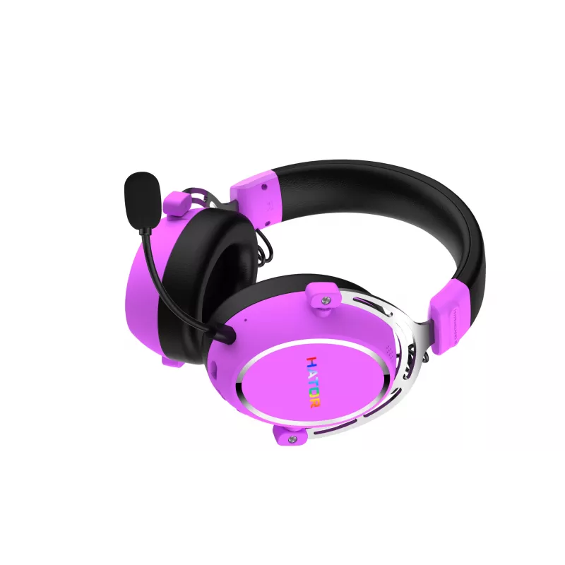 HATOR Hypergang 3 Wireless Zestaw słuchawkowy Nagłowny Gaming USB Type-C / USB Type-A Bluetooth Fioletowy