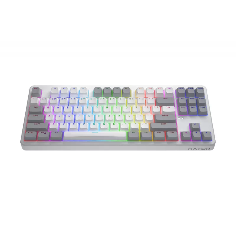 HATOR Rockfall 3 TKL Wireless, biały, QMK/VIA, klawisze OMA profile biało-czarne Klawiatura - liniowe przełączniki mechaniczne hotswap - US - układ ANSI