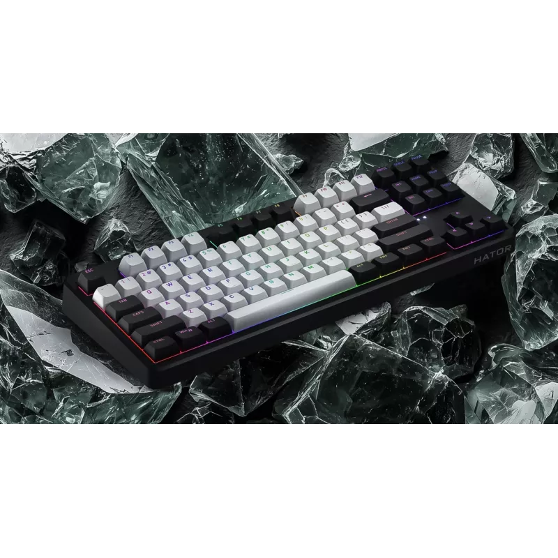 HATOR Rockfall 3 TKL Wireless, biały, QMK/VIA, klawisze OMA profile biało-czarne Klawiatura - liniowe przełączniki mechaniczne hotswap - US - układ ANSI