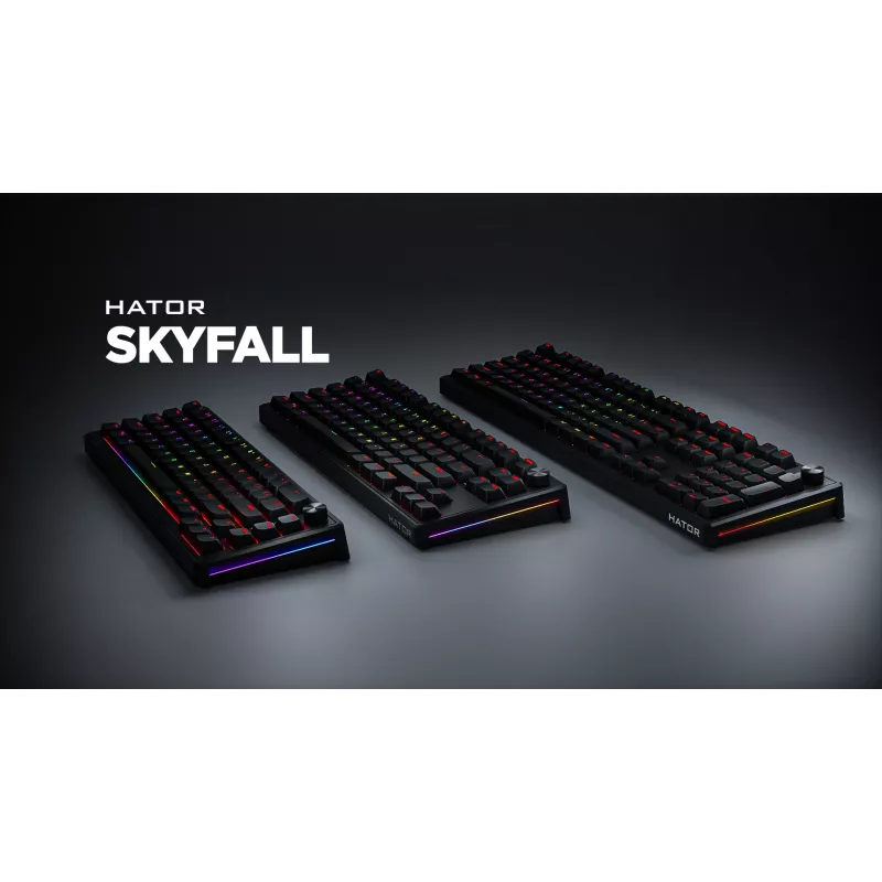 HATOR Skyfall 65 Wired, Mechanical, USB-C, Aurum Sterling, 70M kliknięć, RGB, Czarny, 790g
