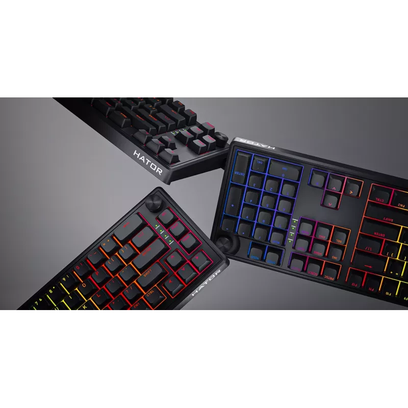 HATOR Skyfall 65 Wired, Mechanical, USB-C, Aurum Sterling, 70M kliknięć, RGB, Czarny, 790g