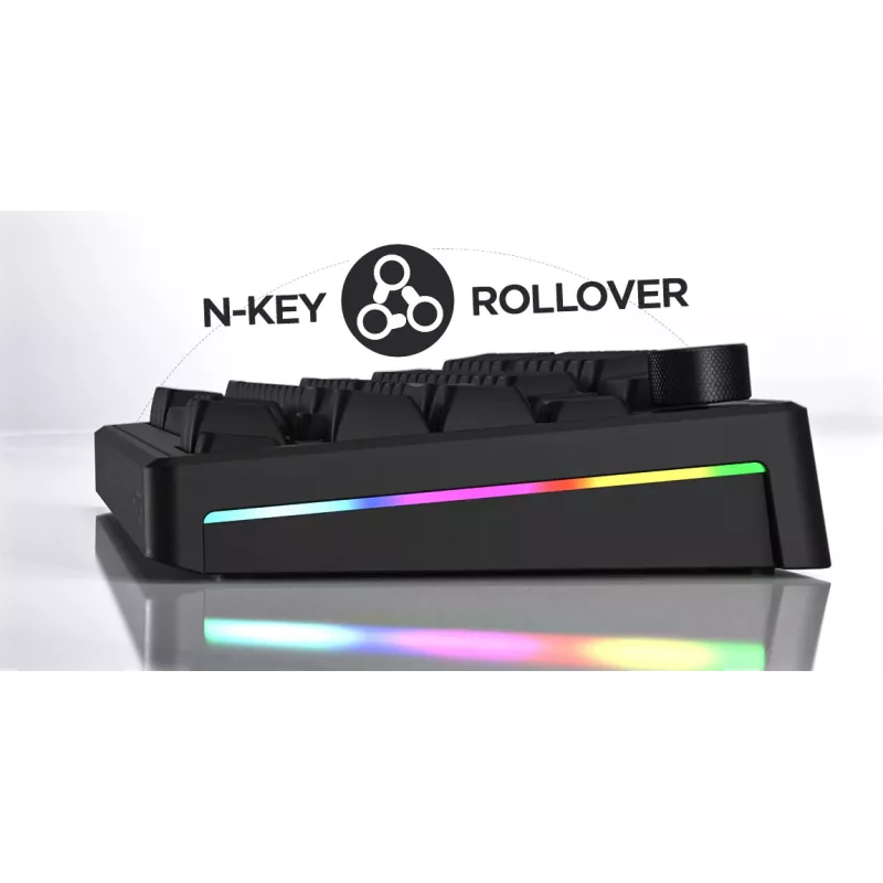 HATOR Skyfall 65 Wired, Mechanical, USB-C, Aurum Sterling, 70M kliknięć, RGB, Czarny, 790g