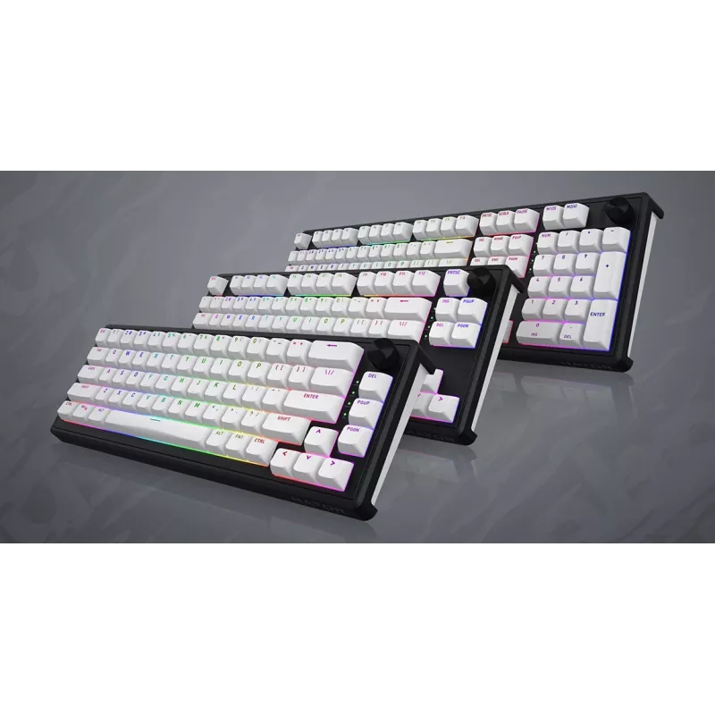 HATOR Skyfall Wireless 65 klawiatura Gaming USB + RF Wireless + Bluetooth QWERTY US English Czarny, Biały