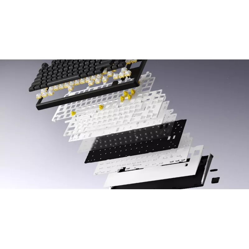 HATOR Skyfall Wireless 65 klawiatura Gaming USB + RF Wireless + Bluetooth QWERTY US English Czarny, Biały