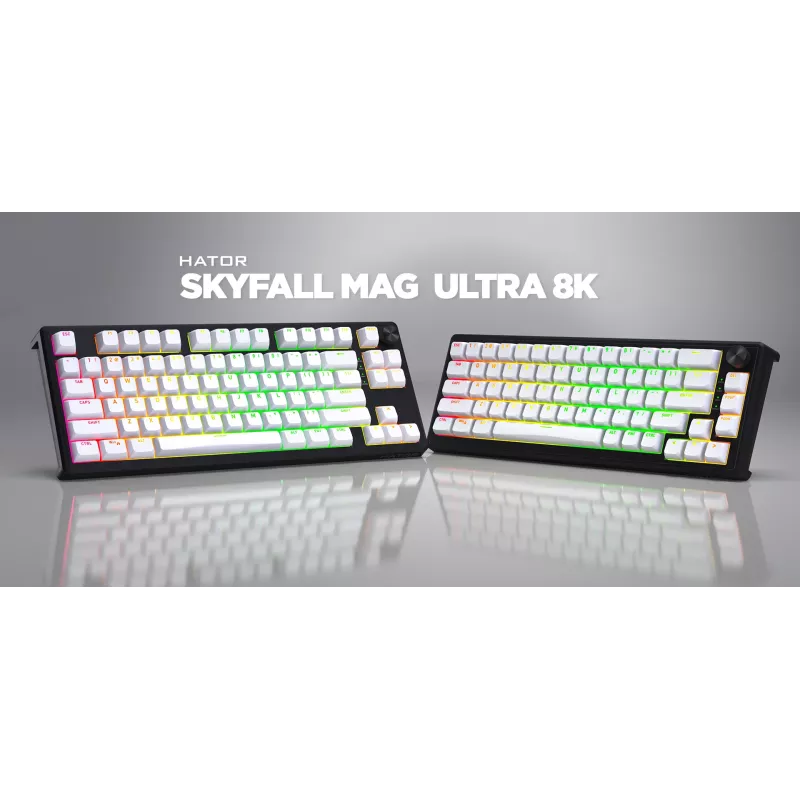 HATOR Skyfall 80 MAG ULTRA 8K klawiatura Gaming USB QWERTY US English Czarny, Biały